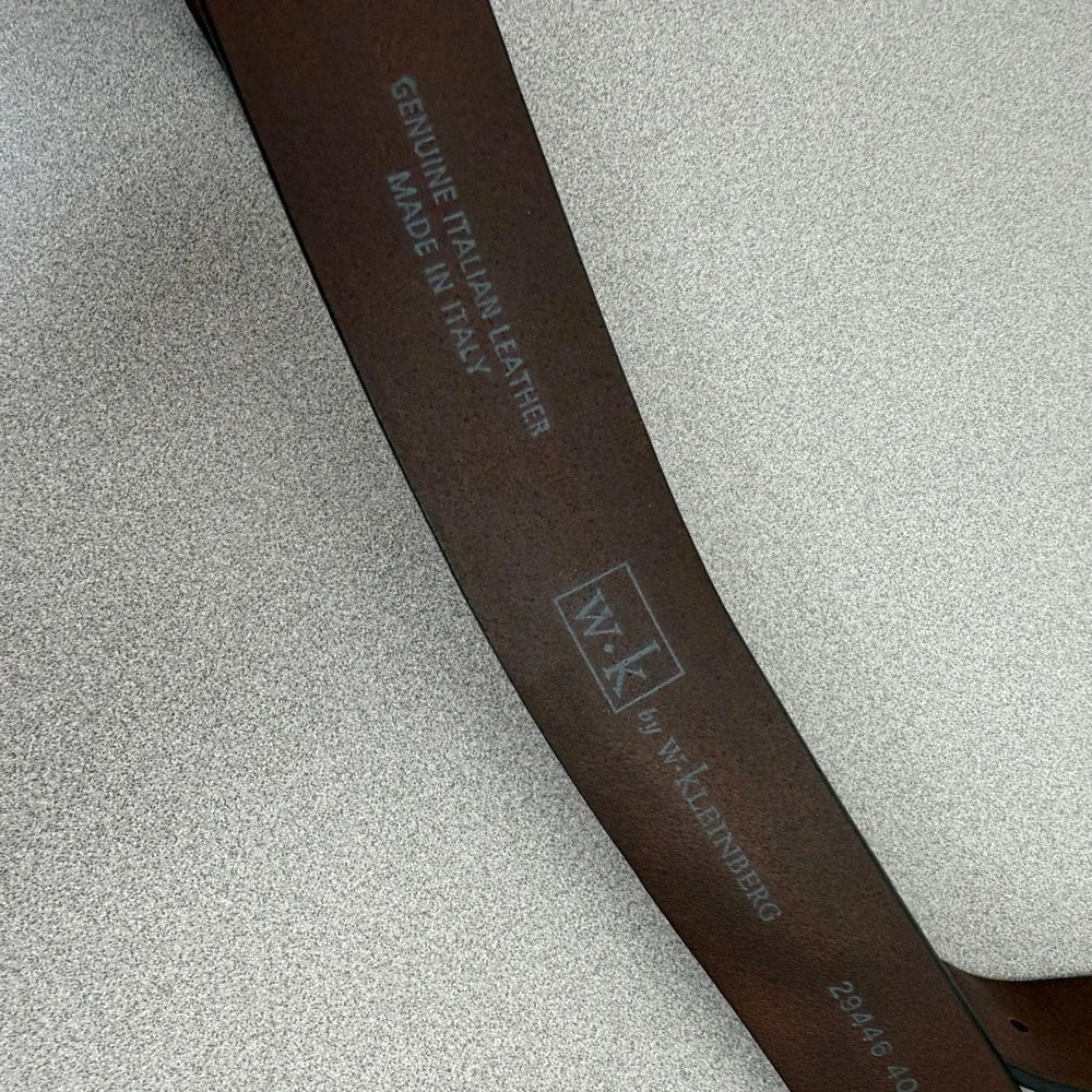 W. Kleinberg Belt Mens 40 Brown Leather Made in Italy Classic Distressed 1.5